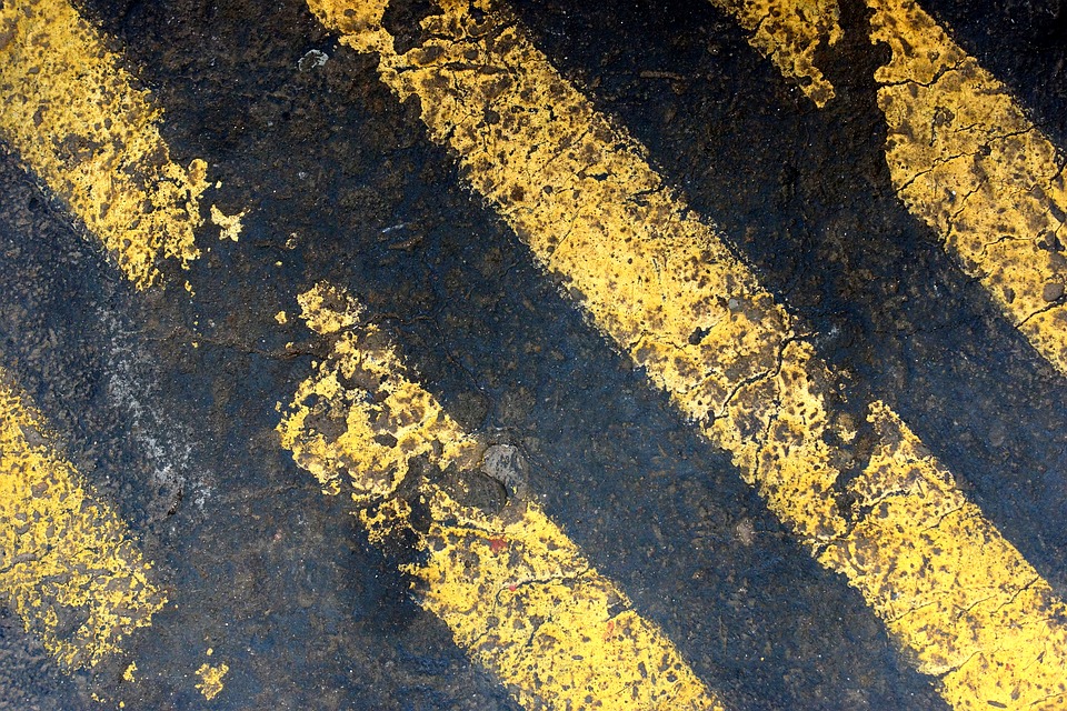 Road painting showing an example of a non slip coating 